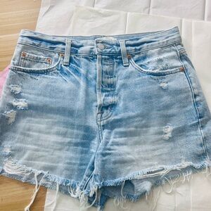 Pistola Light Blue Distressed Jean Shorts